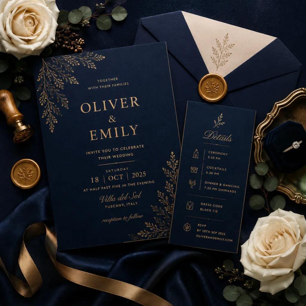 Elegant Wedding Invitation Template Mockup | OccasionLayouts.com