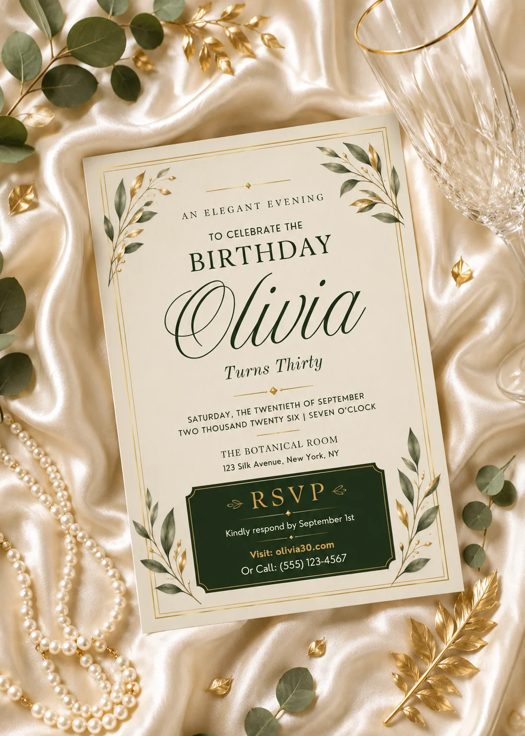 Modern minimalist bold name 30th birthday invitation with editorial typography. Editable Canva template for chic milestone celebrations.
